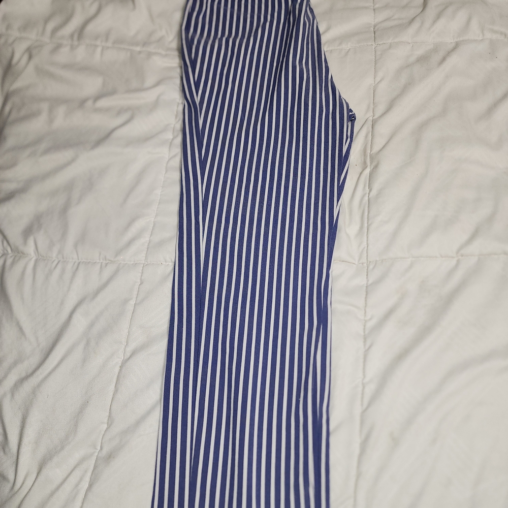 Striped Blue And White Cropped Pants, Coastal Chic Preppy - Picture 3 of 5